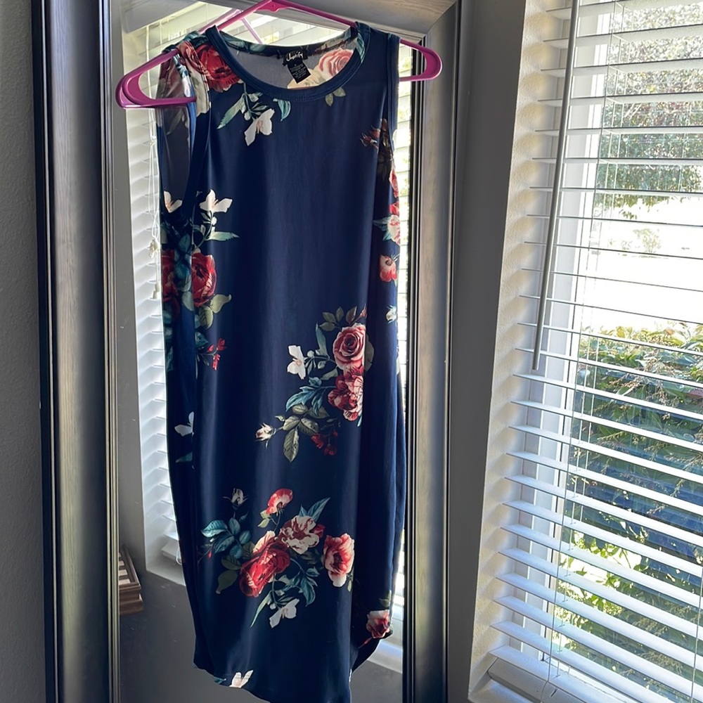 blue floral dress